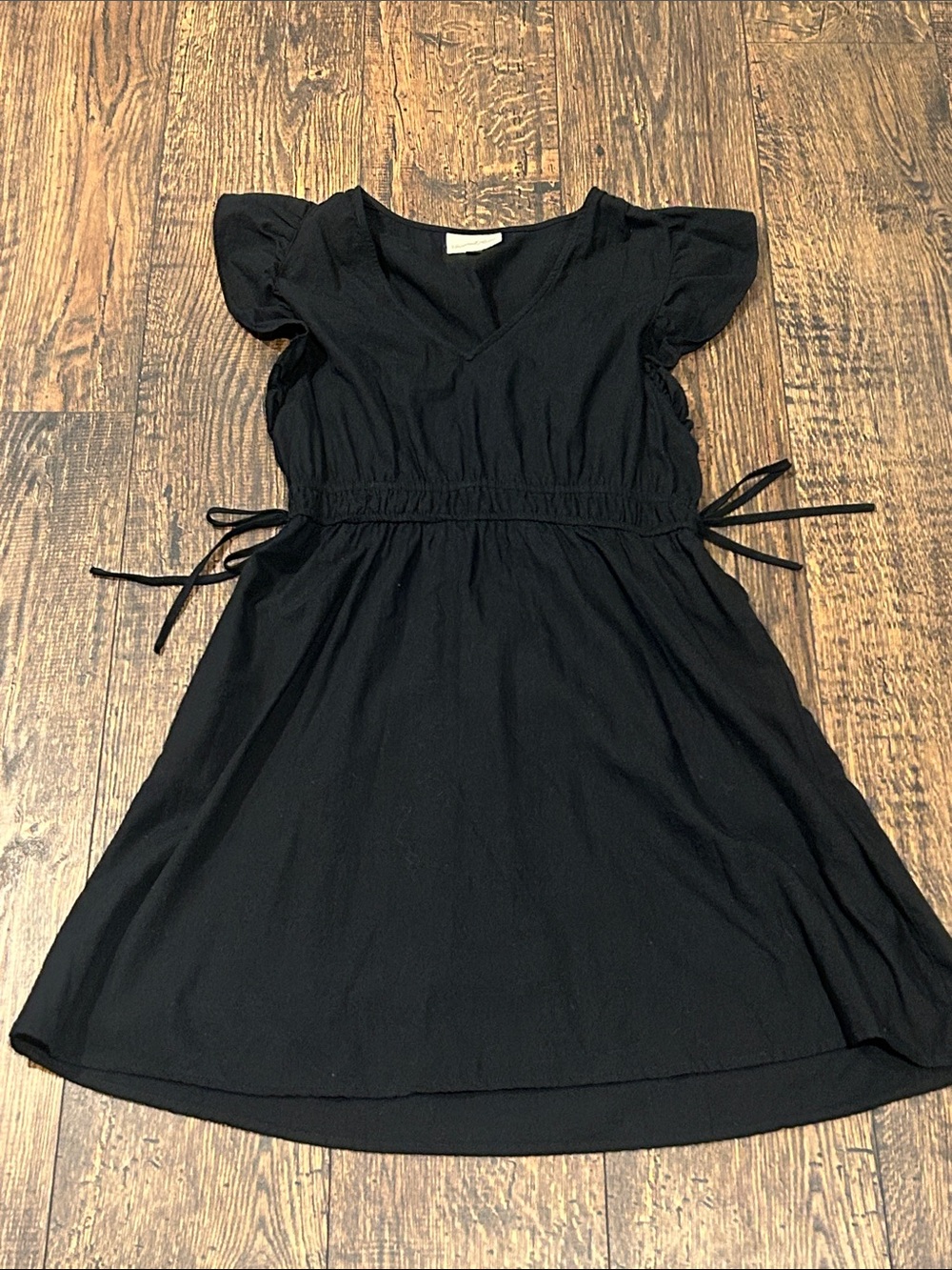 Universal Thread Black V-Neck Elastic Waist Cotton Dress